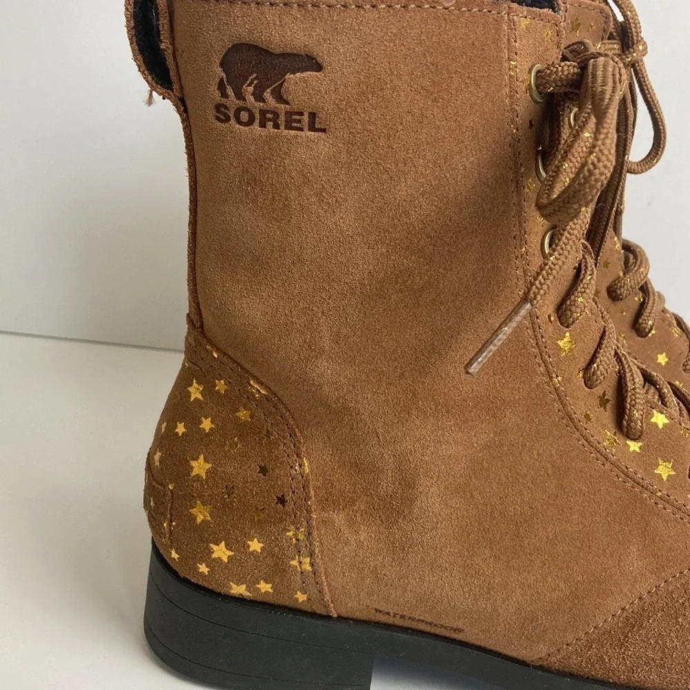 Sorel Youth Emelie Short Lace Velvet Tan Girls Boots 5 Stars Waterproof Winter